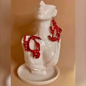 Ear Rehab Custom Leather Earrings Red and Silver